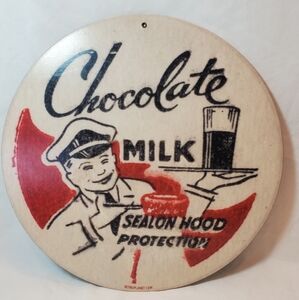 Chocolate Milk Sealon Hood Protection Vtg Retro Look Metal Tin Sign Distressed